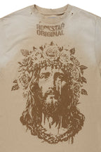 Sempe Beige Oversized Graphic T-Shirt