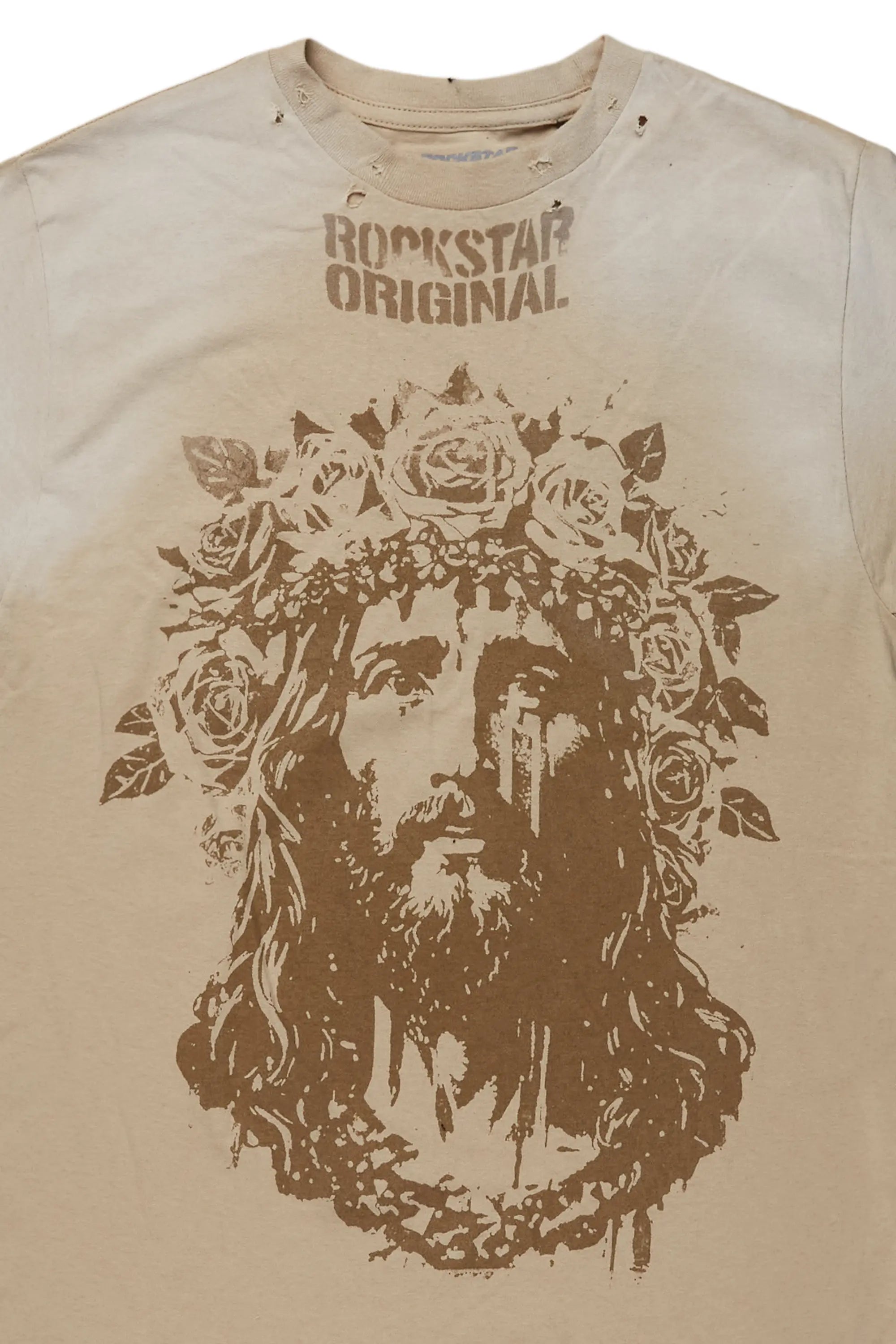 Sempe Beige Oversized Graphic T-Shirt