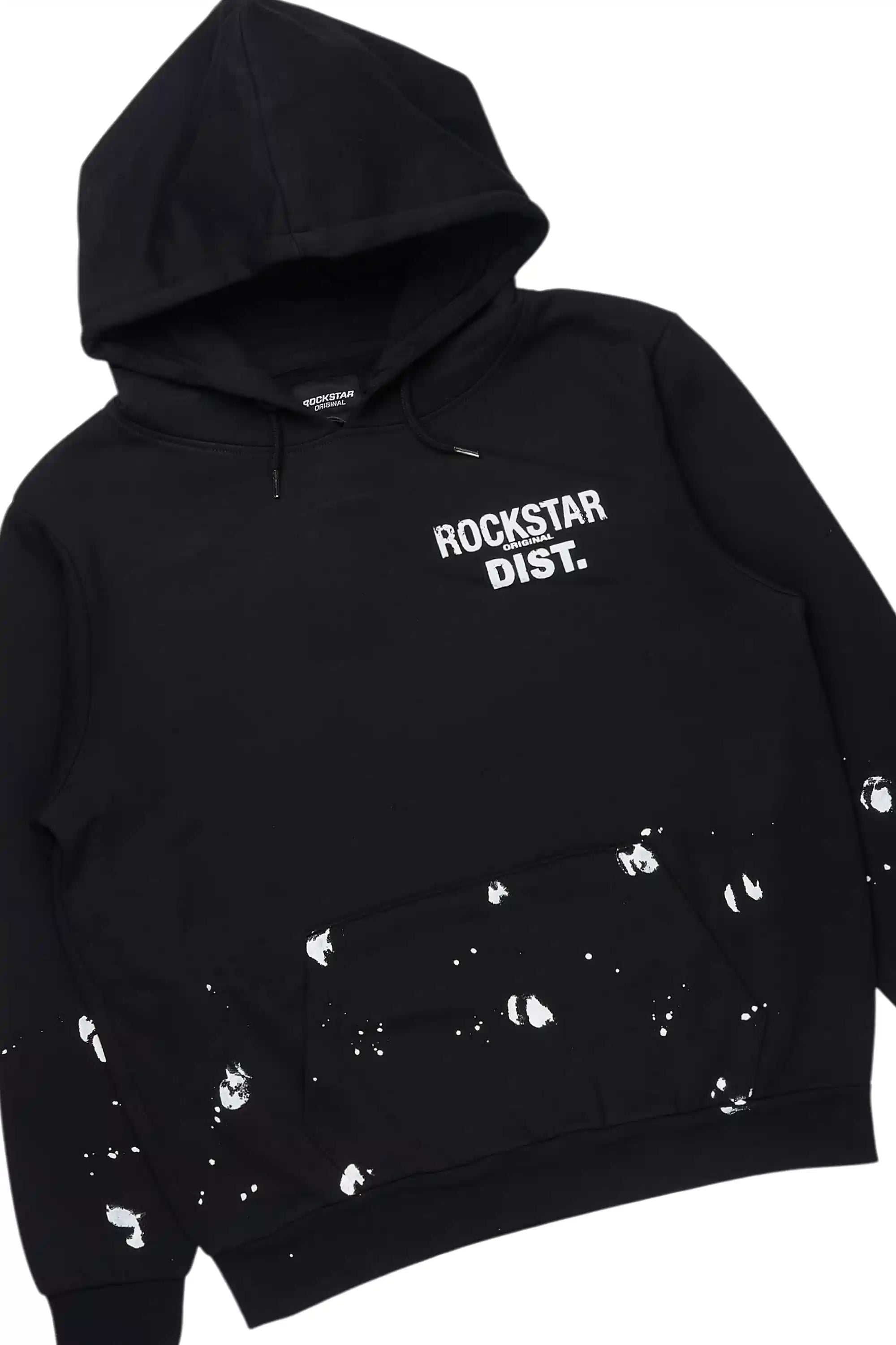 Raffer Black/White Hoodie/Stacked Track Pant Set