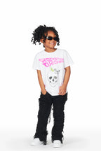 Girls Concetta Jet Black Stacked Flare Jean