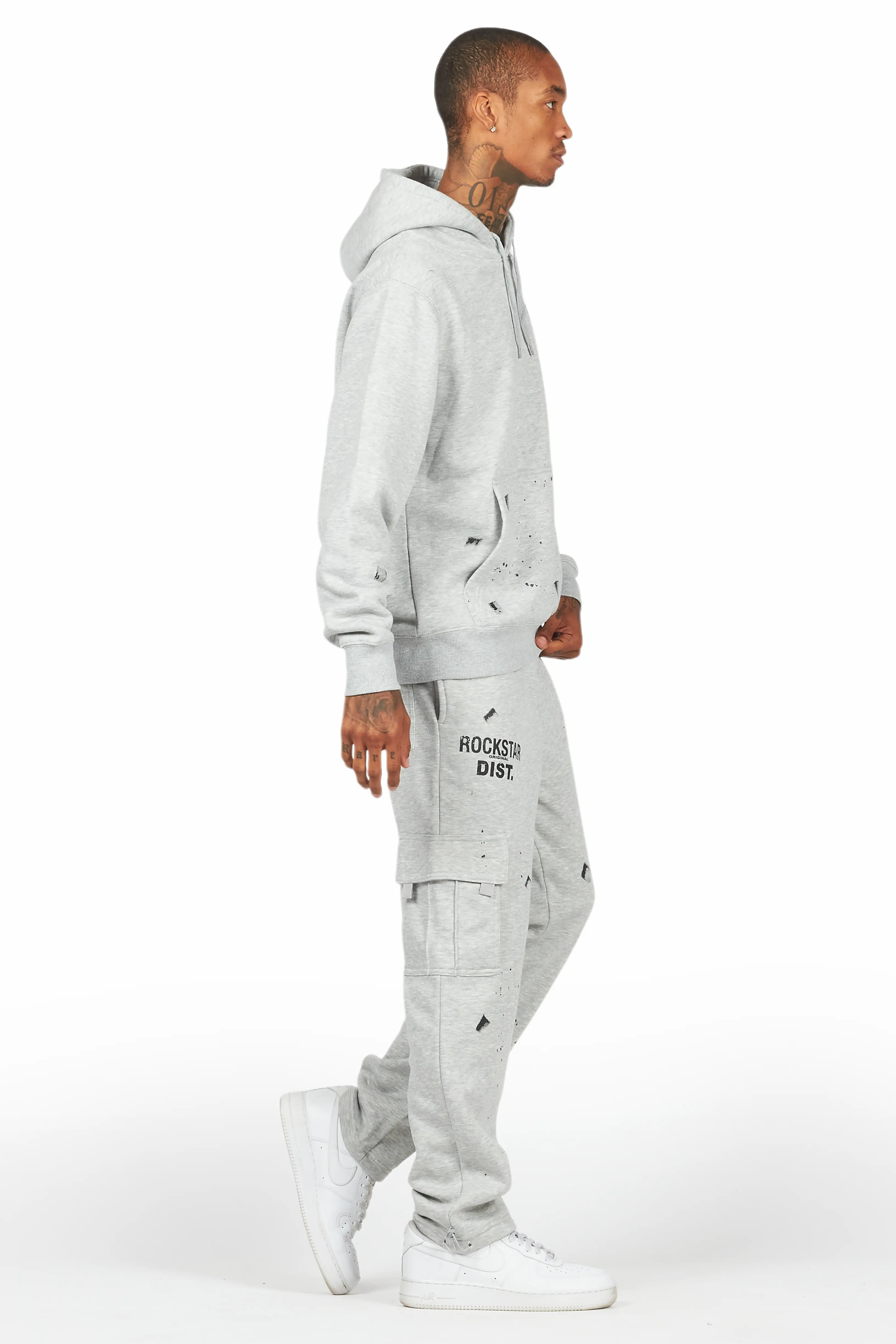Raffer Heather Grey Hoodie/Cargo Sweat Pant Set