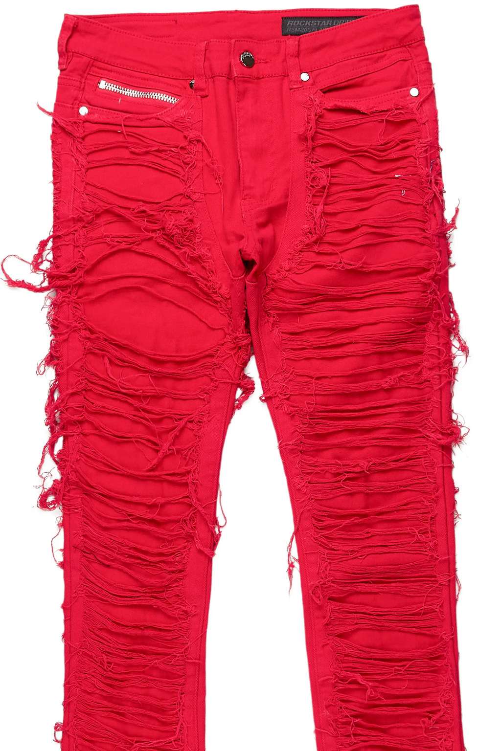 Conrad Red Stacked Flare Jean
