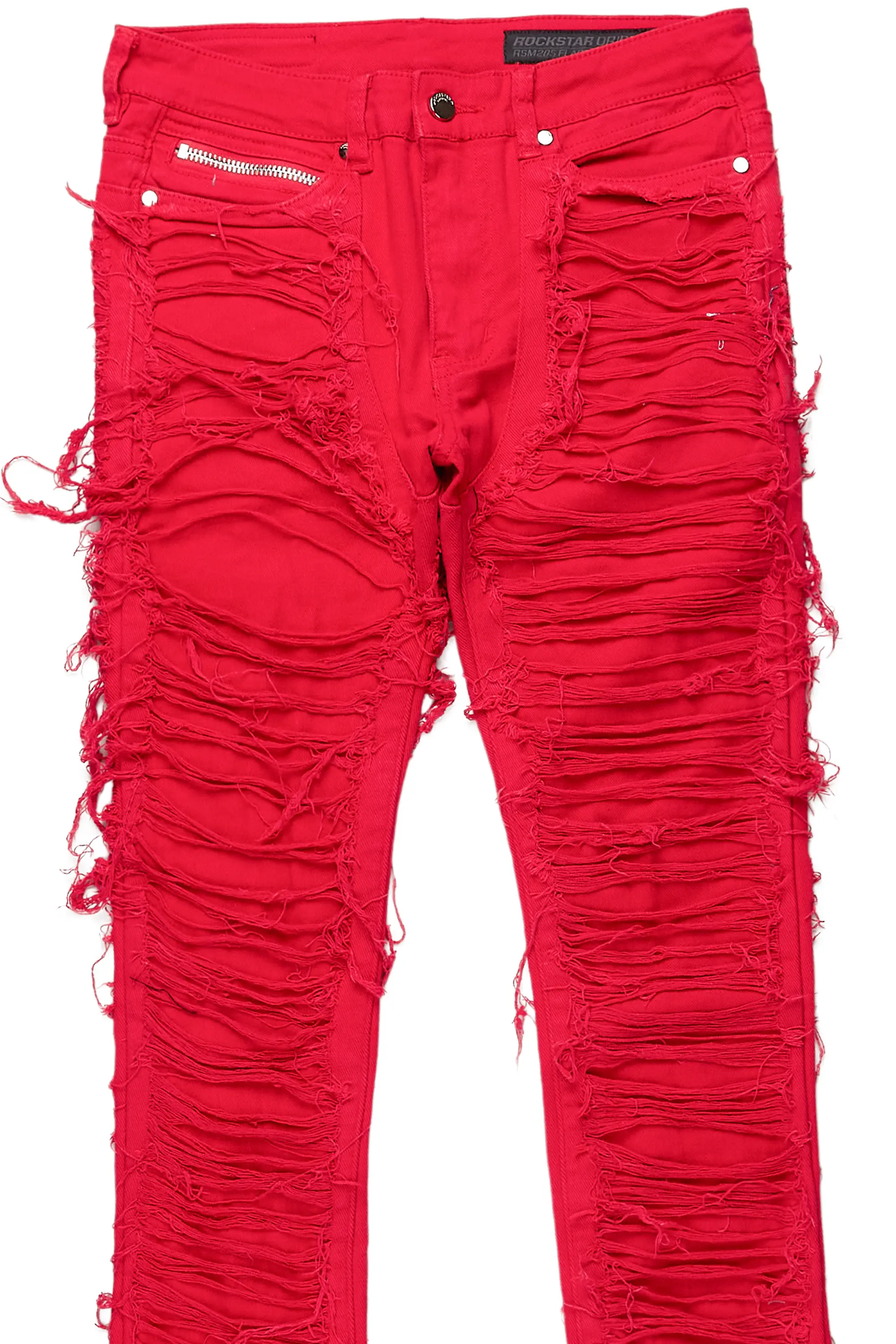 Conrad Red Stacked Flare Jean