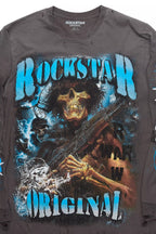 Zare Charcoal/Blue Long Sleeve Graphic T-Shirt