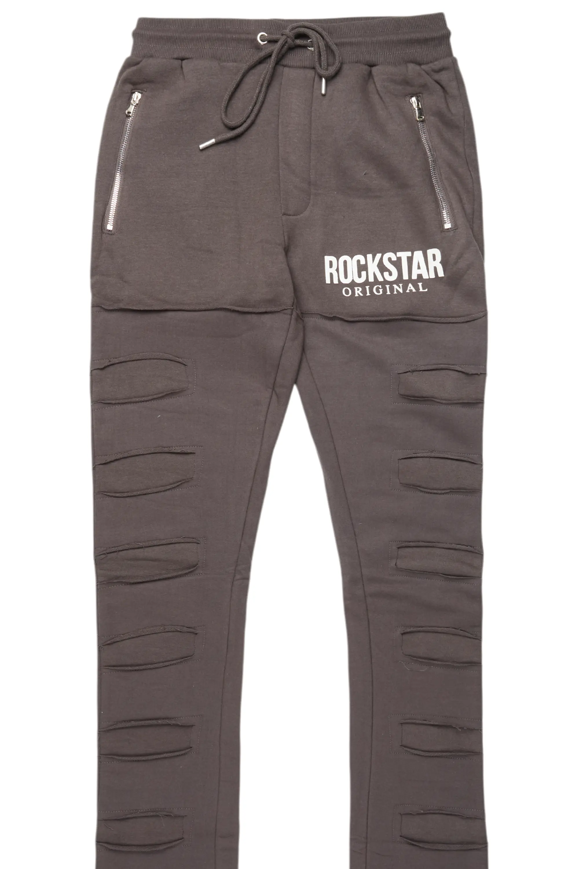 Emilio Vintage Grey Stacked Flare Track Pant