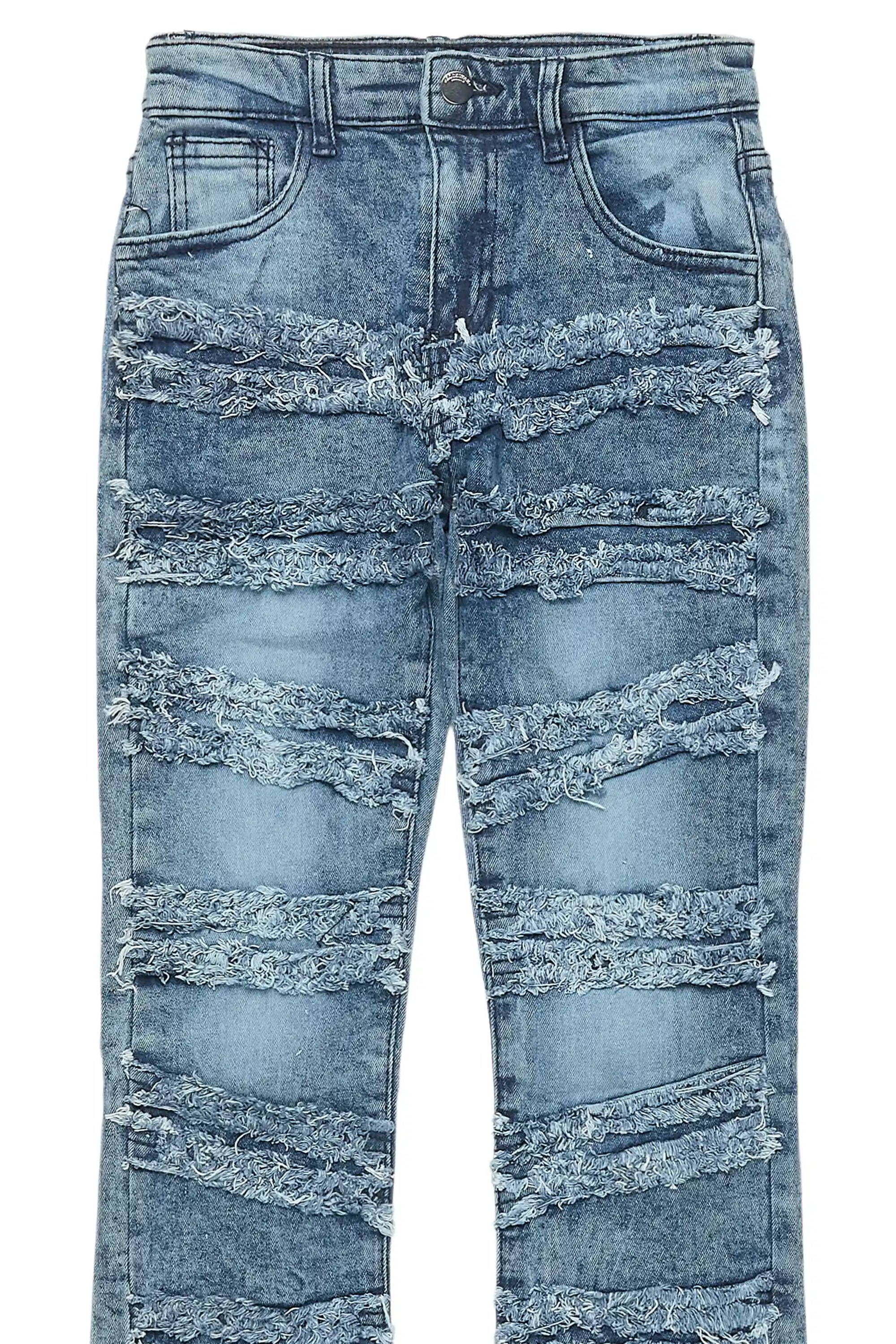 Boys Eli Blue Wash Flare Frayed Jean