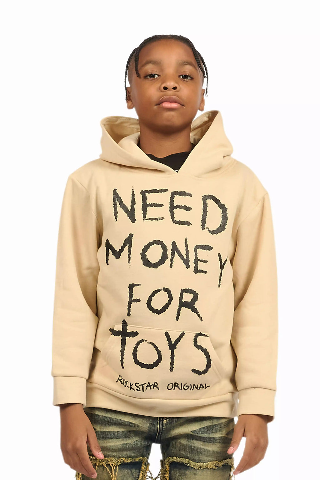 Boys M4 Toys Beige/Black Graphic Hoodie