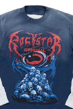 Vicious Navy Double Layer Long Sleeve Graphic T-Shirt