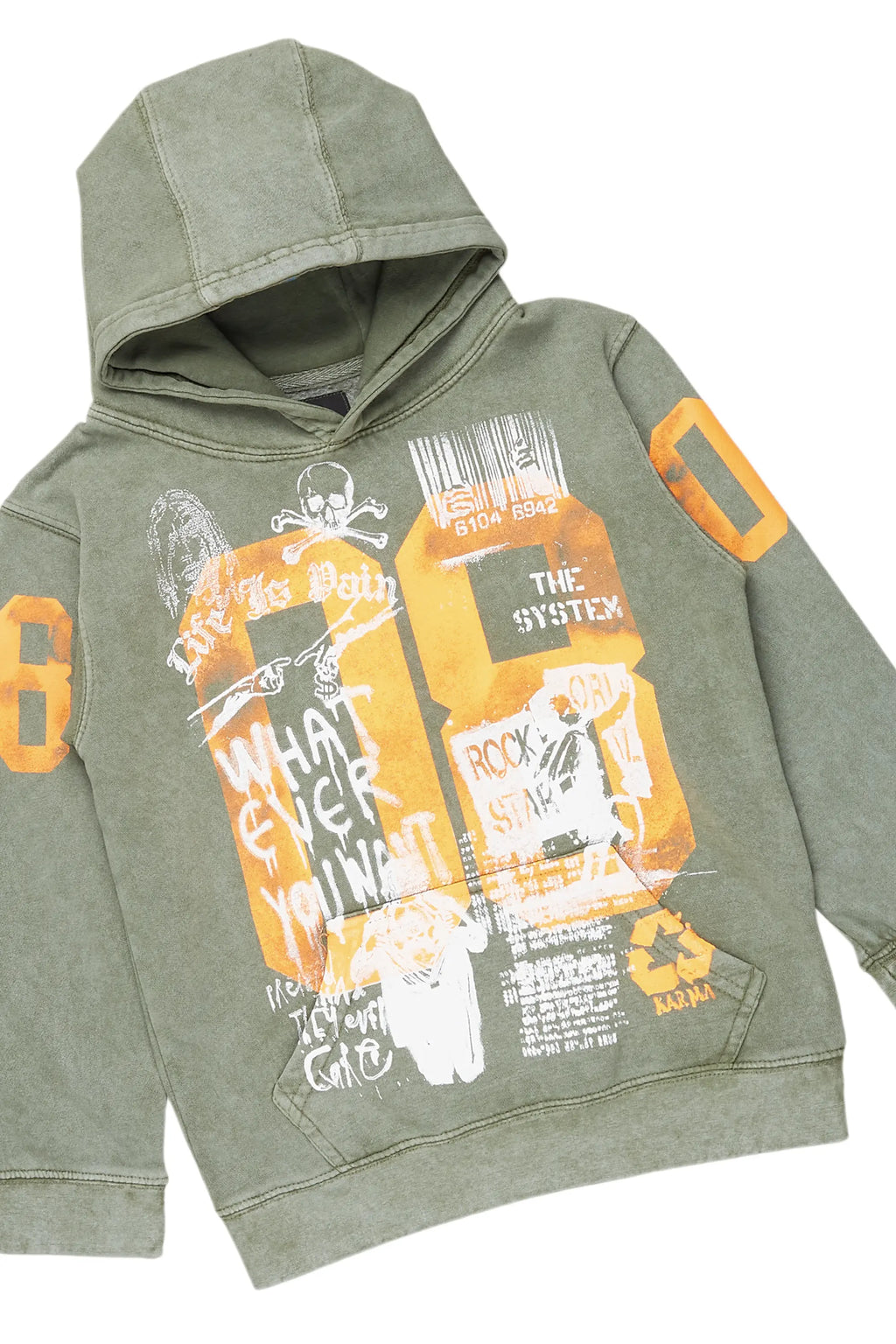 Boys Beau Tree Camo Hoodie/Stack Flare Jean Set