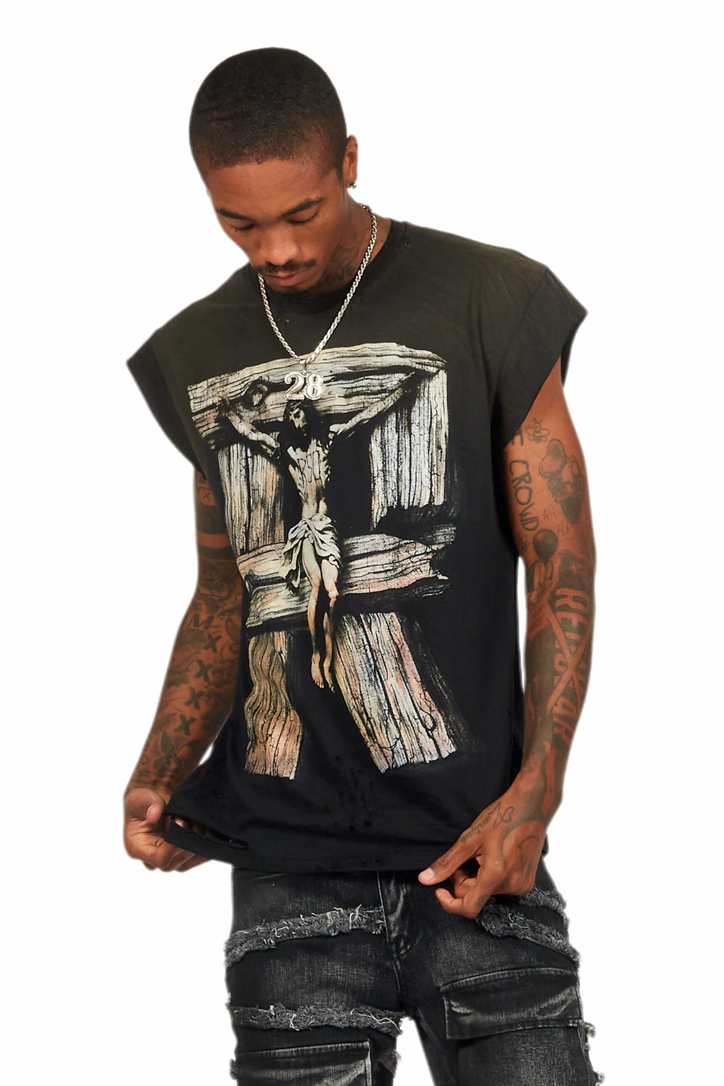 Netto Black Graphic Muscle T-Shirt