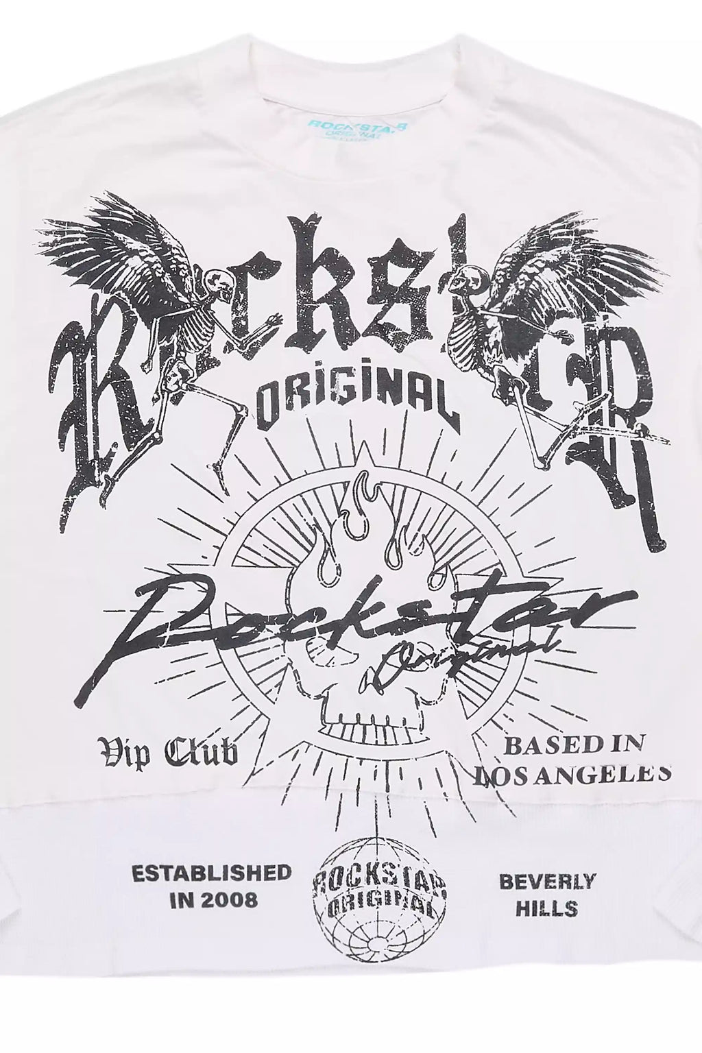 Tally White/Black Boxy Crop Double Layer Tee