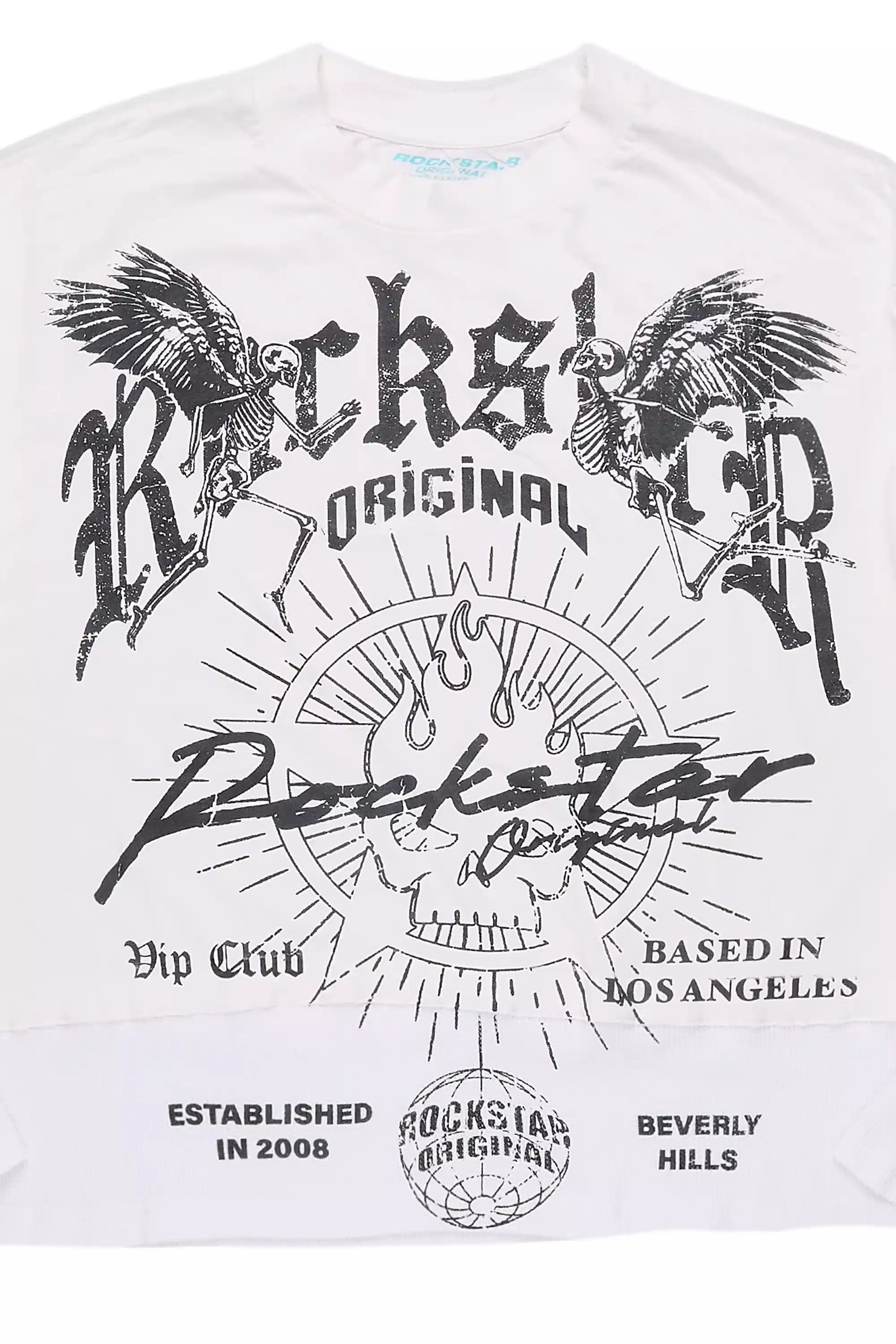 Tally White/Black Boxy Crop Double Layer Tee