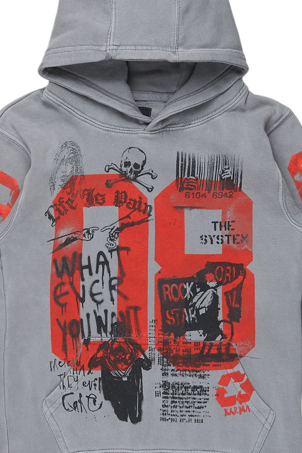 Boys Beau Vintage Grey Graphic Hoodie