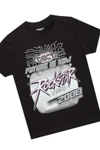 Boys Racer Black/Purple T-Shirt/Stacked Flare Pant Set