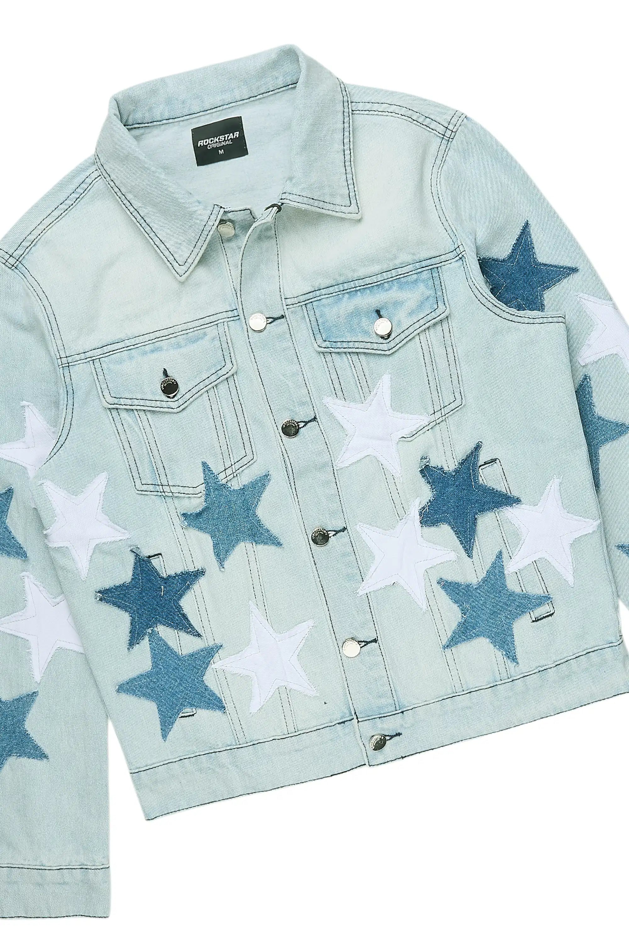 Starlane Light Blue Denim Jacket/Stacked Flare Jean Set