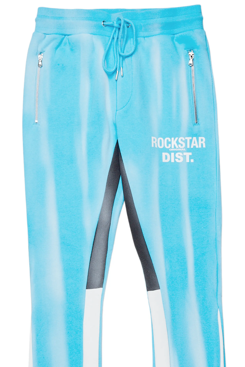 Firoz Blue Graphic Stacked Flare Pant