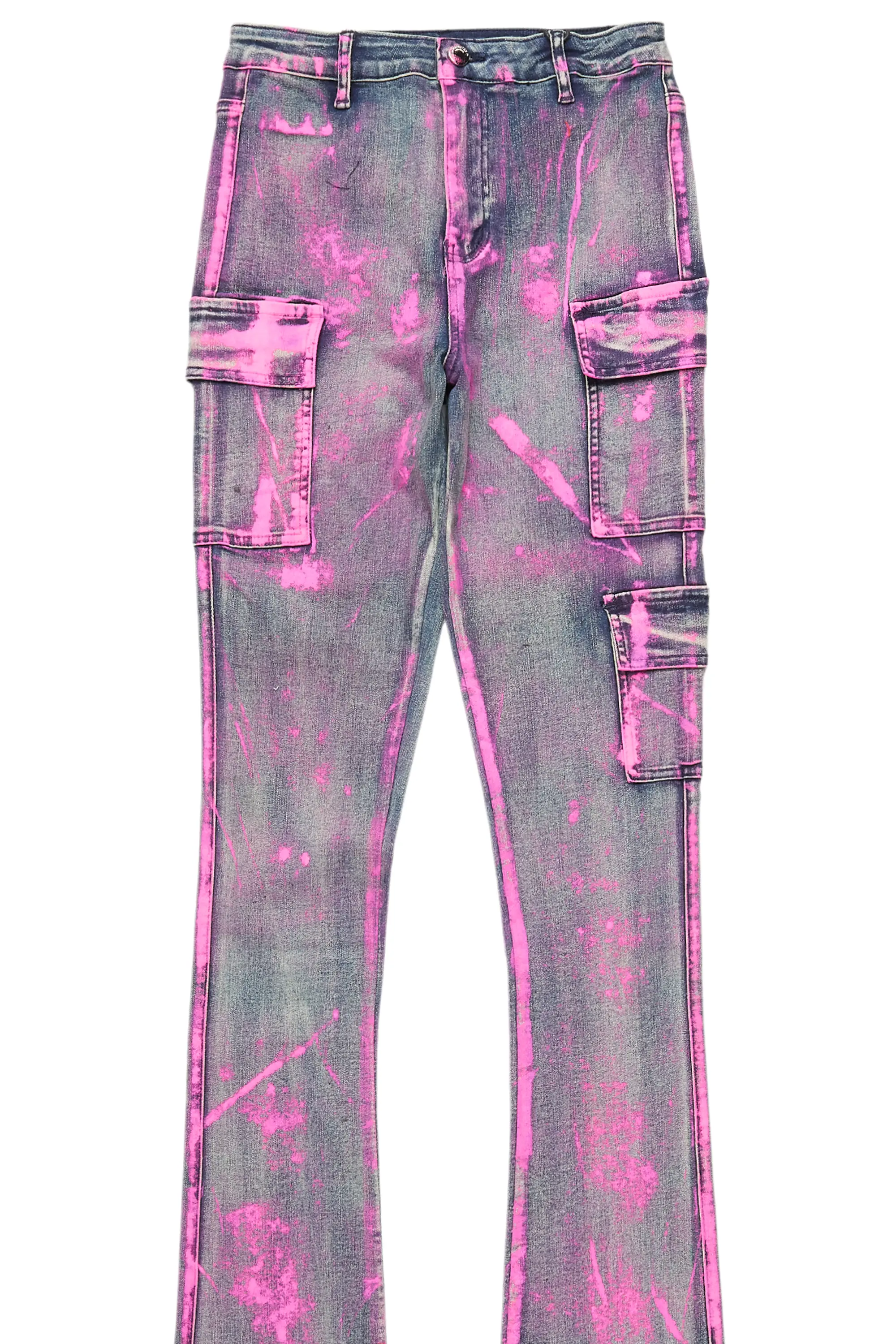 Deaisha Tinted Dark Wash Painted Super Stacked Jean