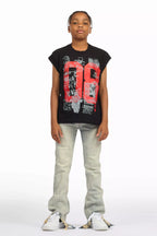 Boys Lakyn Light Wash Slim Stacked Flare Jean