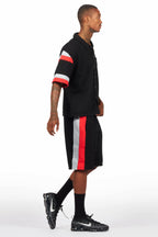 Zavid Black Button Up T-Shirt/Short Set