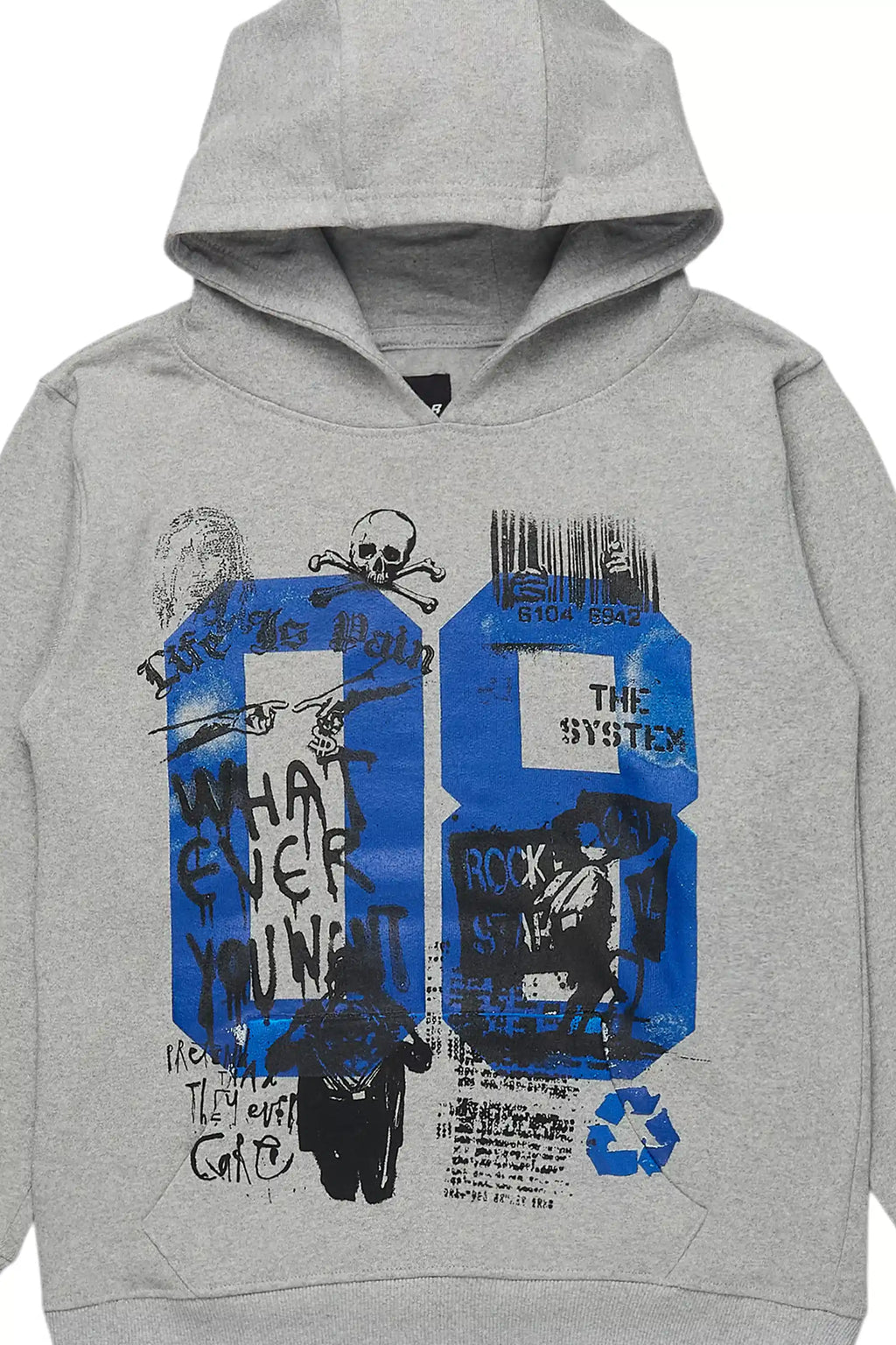 Boys Beau Grey/Blue Graphic Hoodie