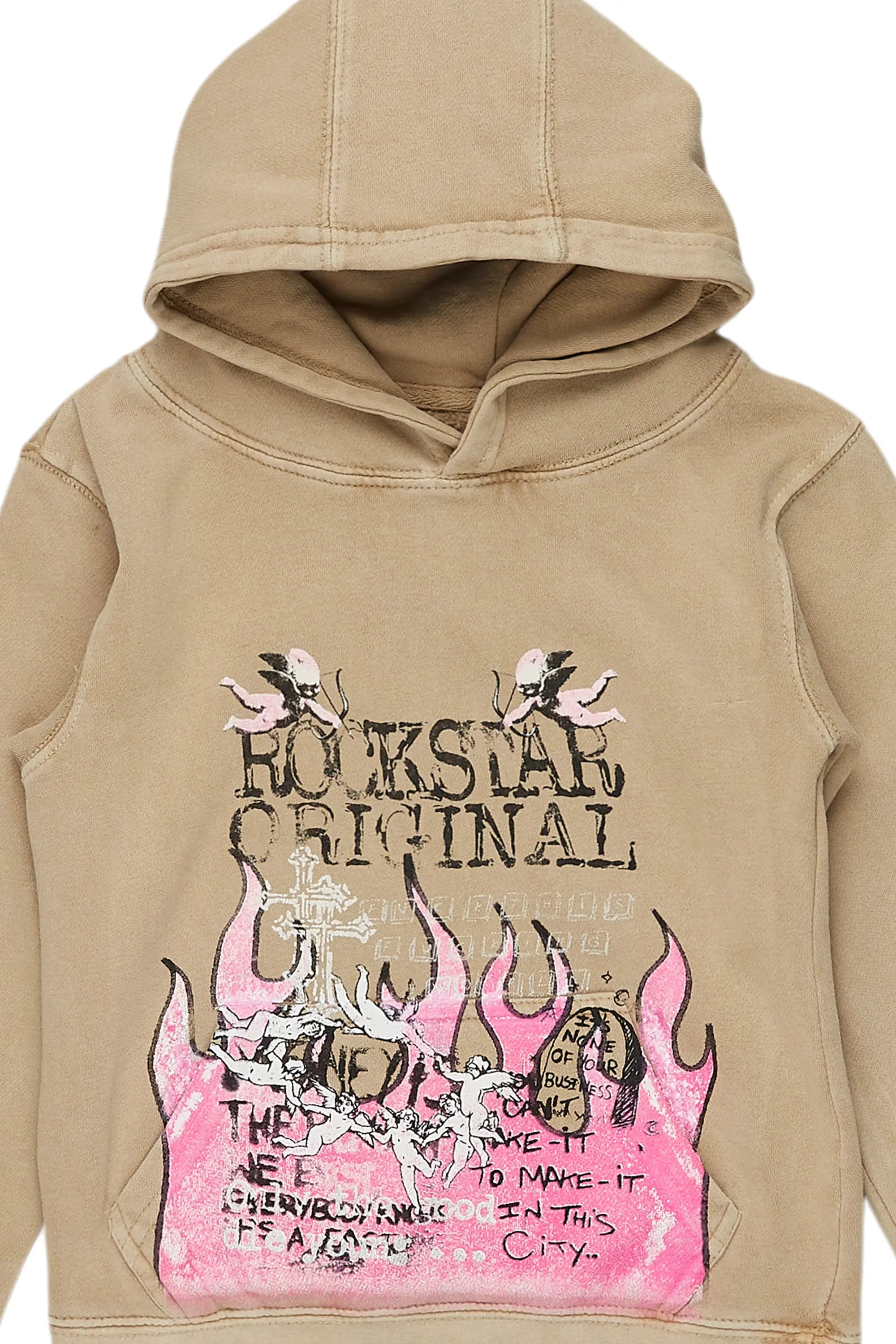 Girls Leira Vintage Beige Graphic Hoodie