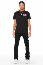 Zaire Black Cargo Super Stacked Flare Jean