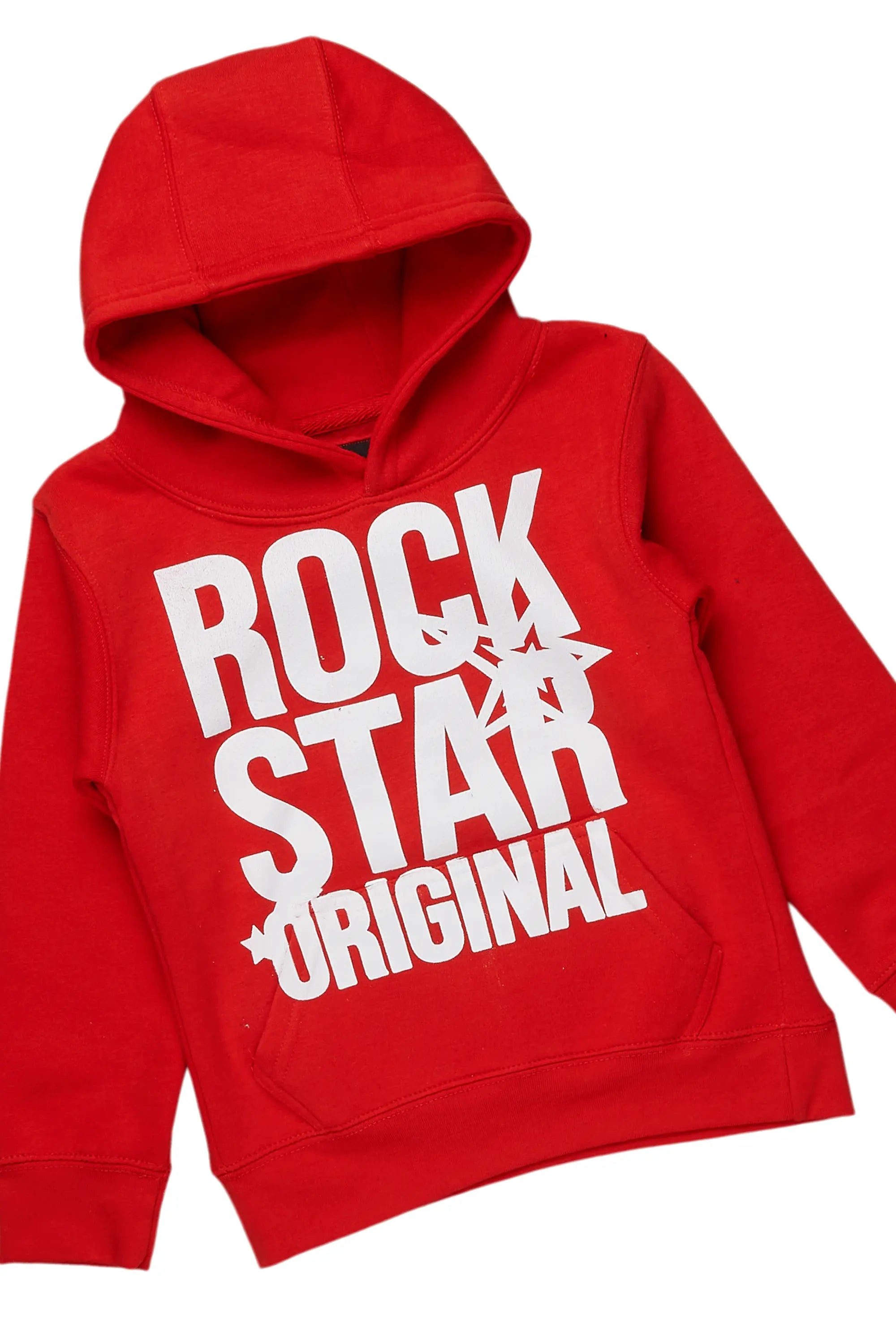 Girls Melanie Red/Blue Hoodie/Stacked Flare Jean Set