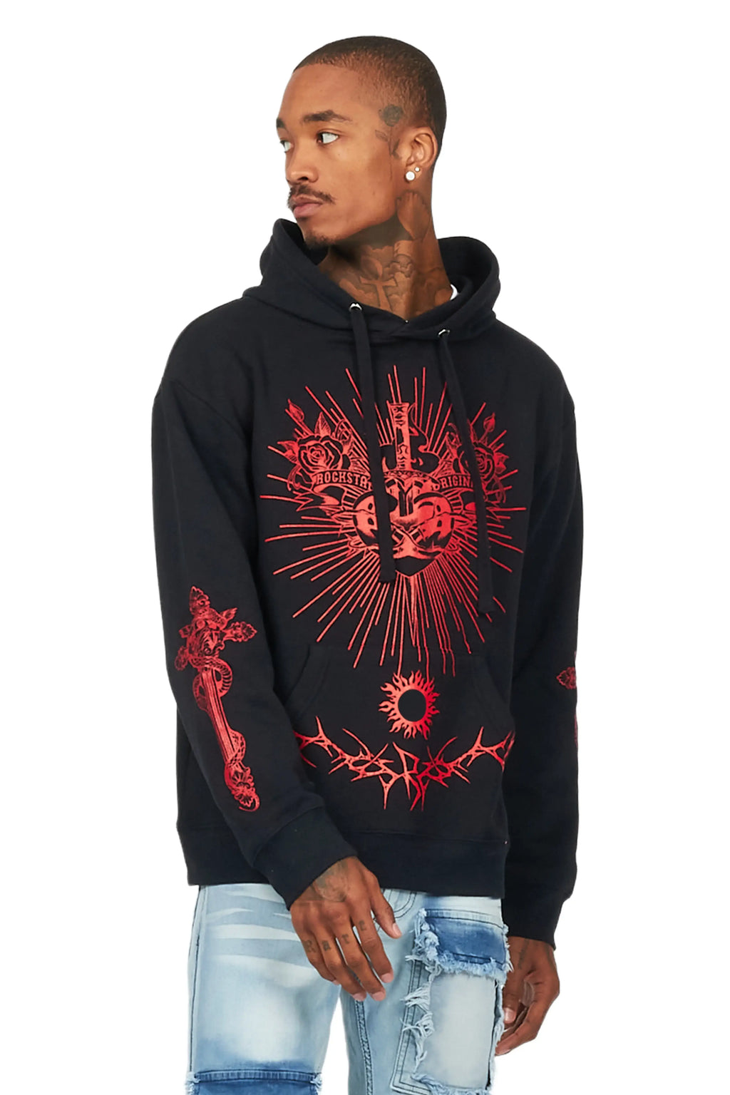 Leander Black Graphic Hoodie
