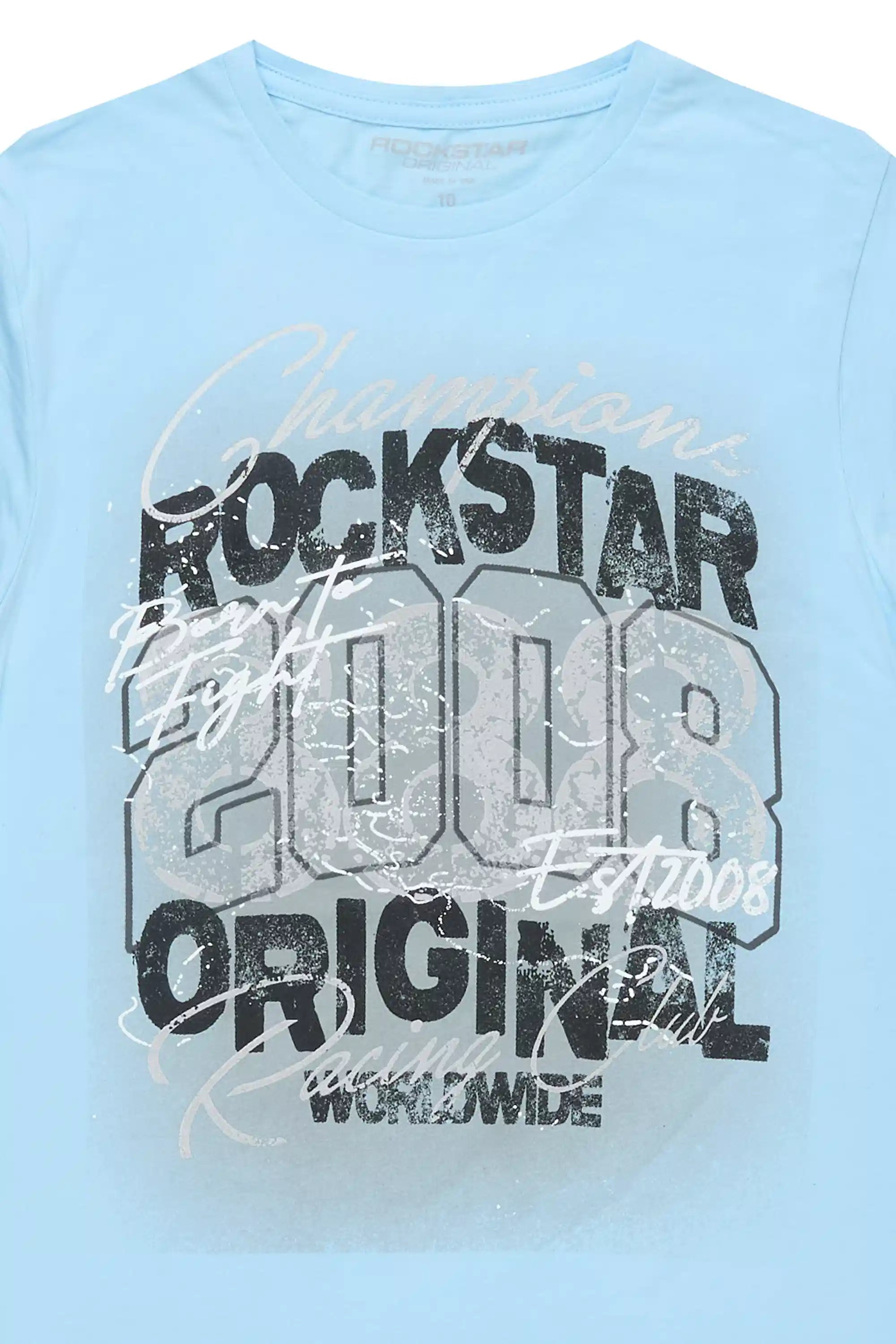 Boys Kairen Sky Blue/Black Graphic T-Shirt