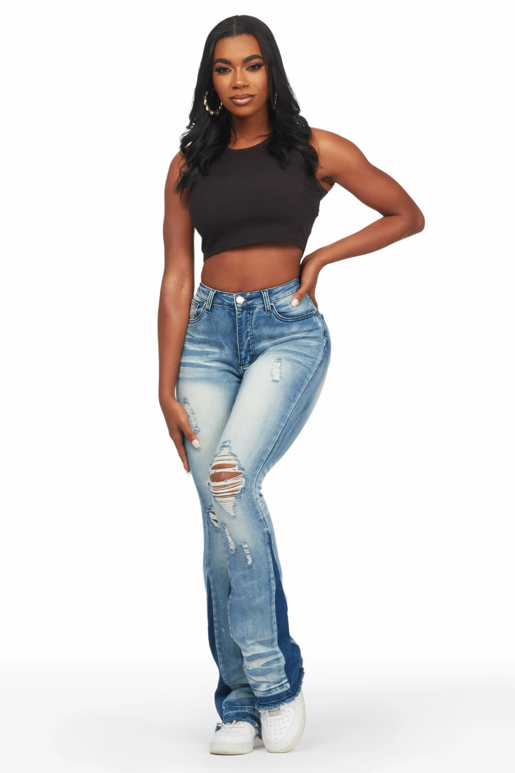 Jazminn Light Wash Stacked Flare Jean