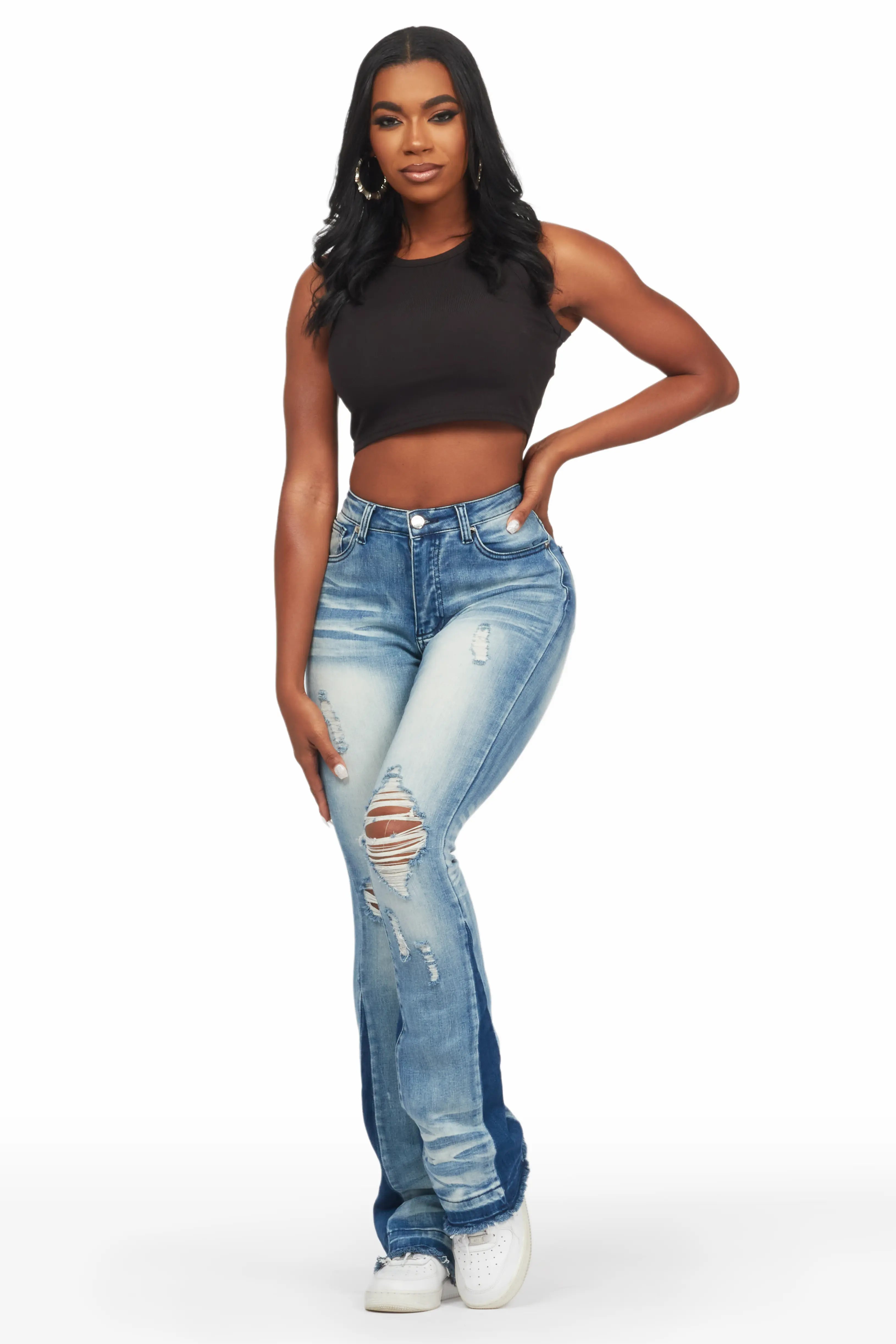 Jazminn Light Wash Stacked Flare Jean