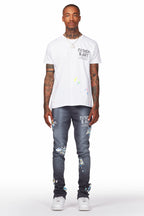 Paulo Charcoal Graphic Stacked Flare Pant