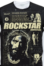 Farrah Black/White Double Layer Graphic T-Shirt