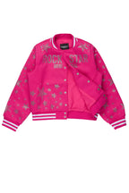 Girls Shanda Pink Crop Varsity Jacket