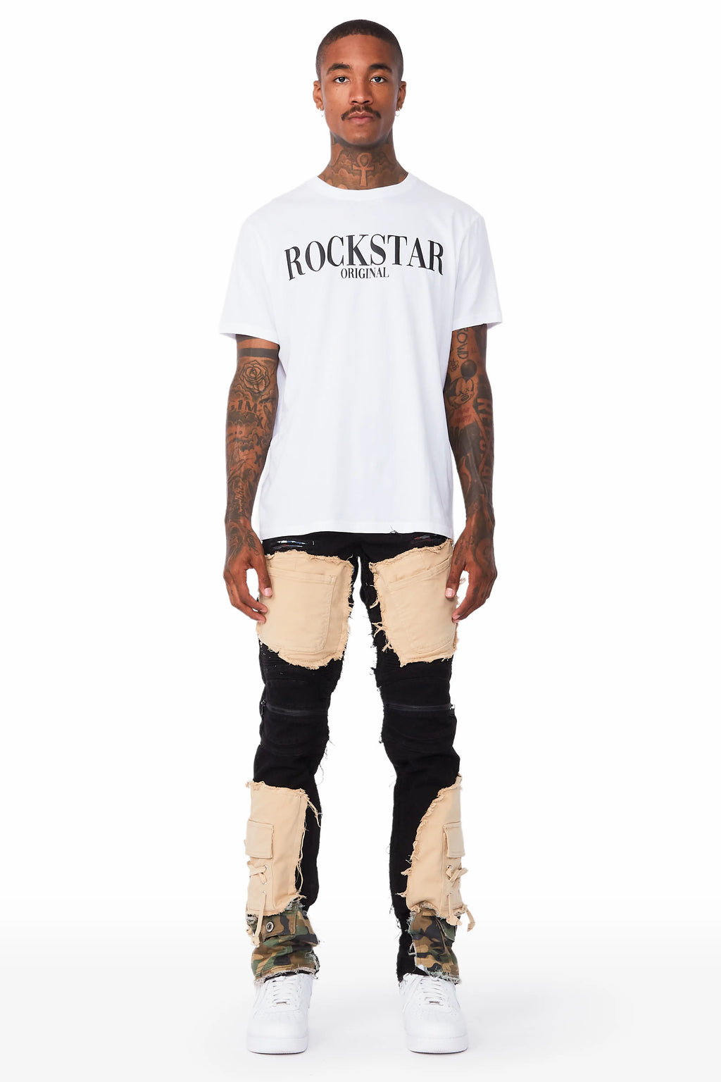 Boaz Black Patchwork Biker Jean