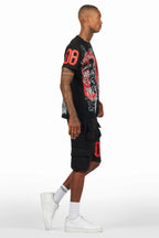 Grill Black/Red Cargo Short Set