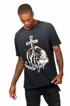 Kateo Black Graphic Oversized T-Shirt