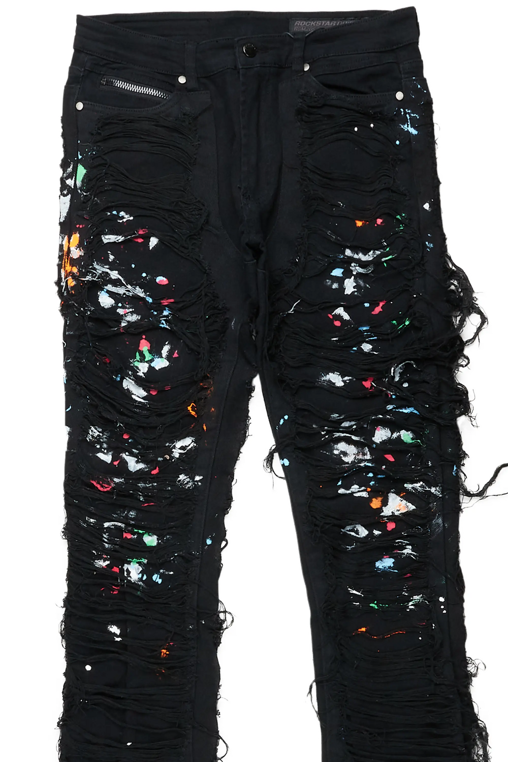 Talasi Black Painter Stacked Flare Jean