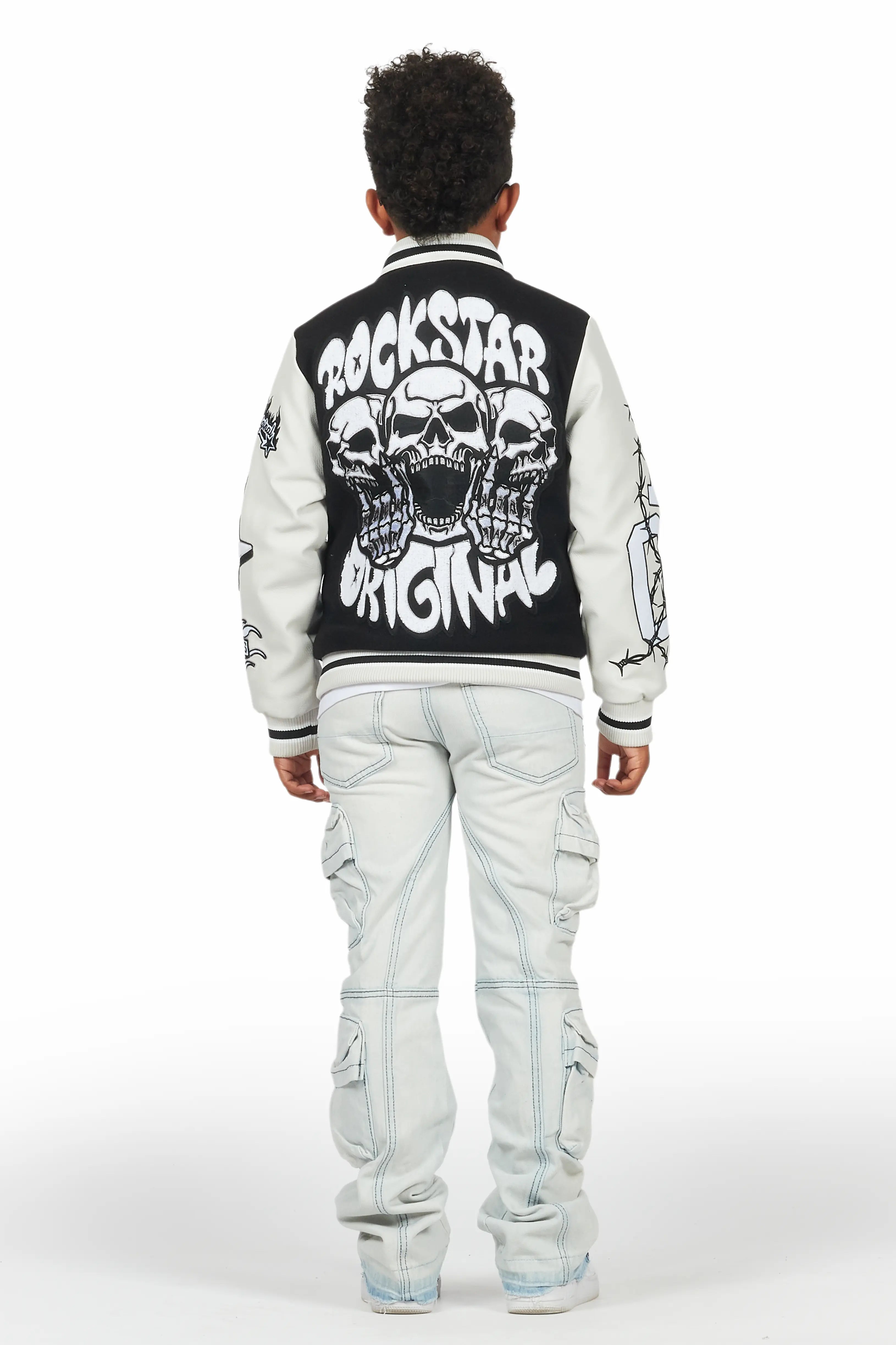 Boys Gregor Blue Stacked Flare Cargo Jean