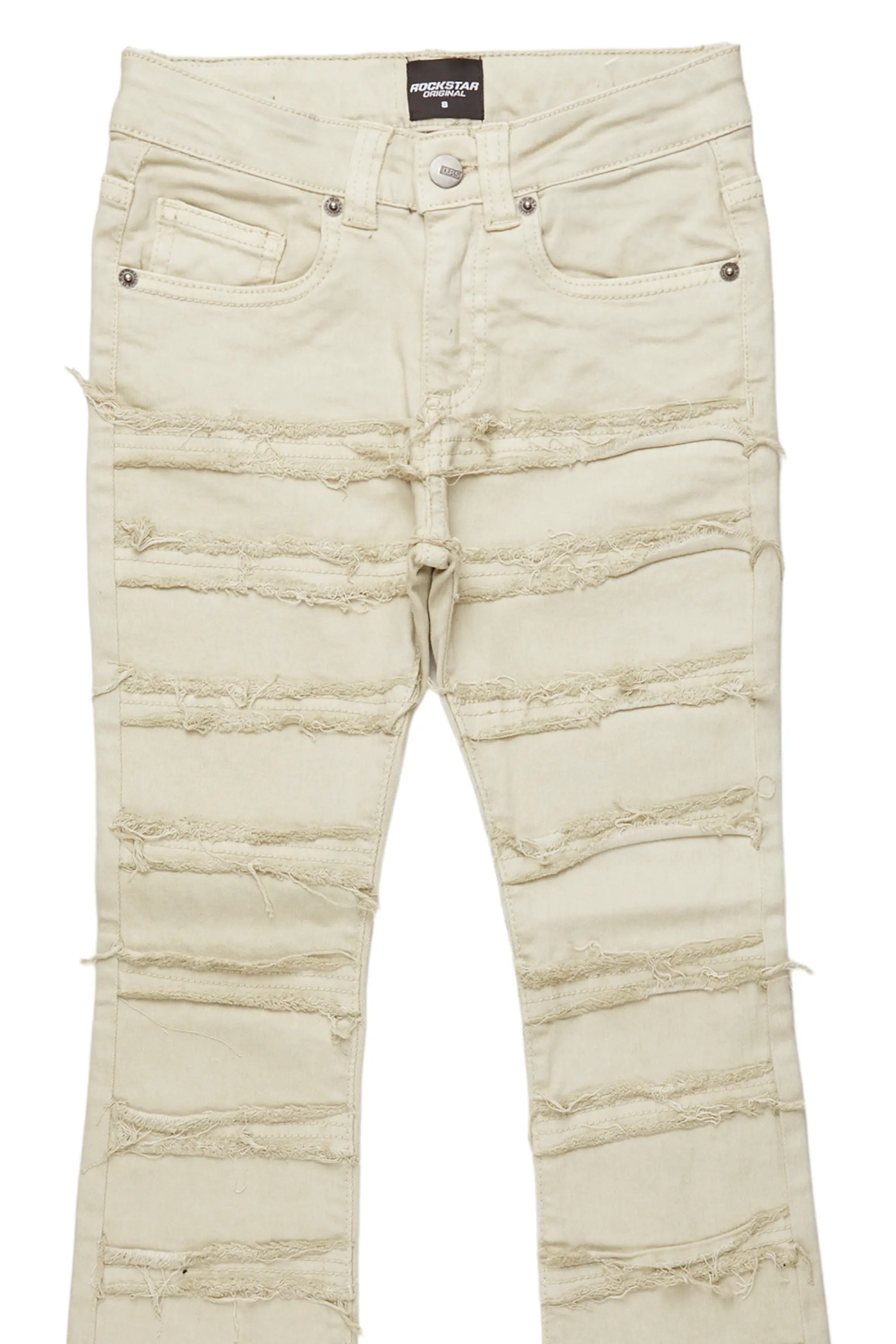 Girls Aynna Cream Stacked Flare Jean