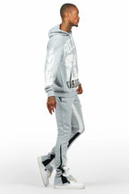 Edel Grey/White Hoodie/Stacked Flare Pant Set