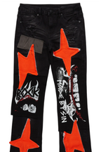 Boys Vadim Black Patchwork Stacked Flare Jean