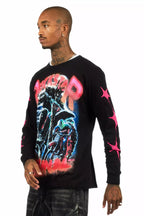 Trenzo Black/Fuchsia Long Sleeve Graphic T-Shirt