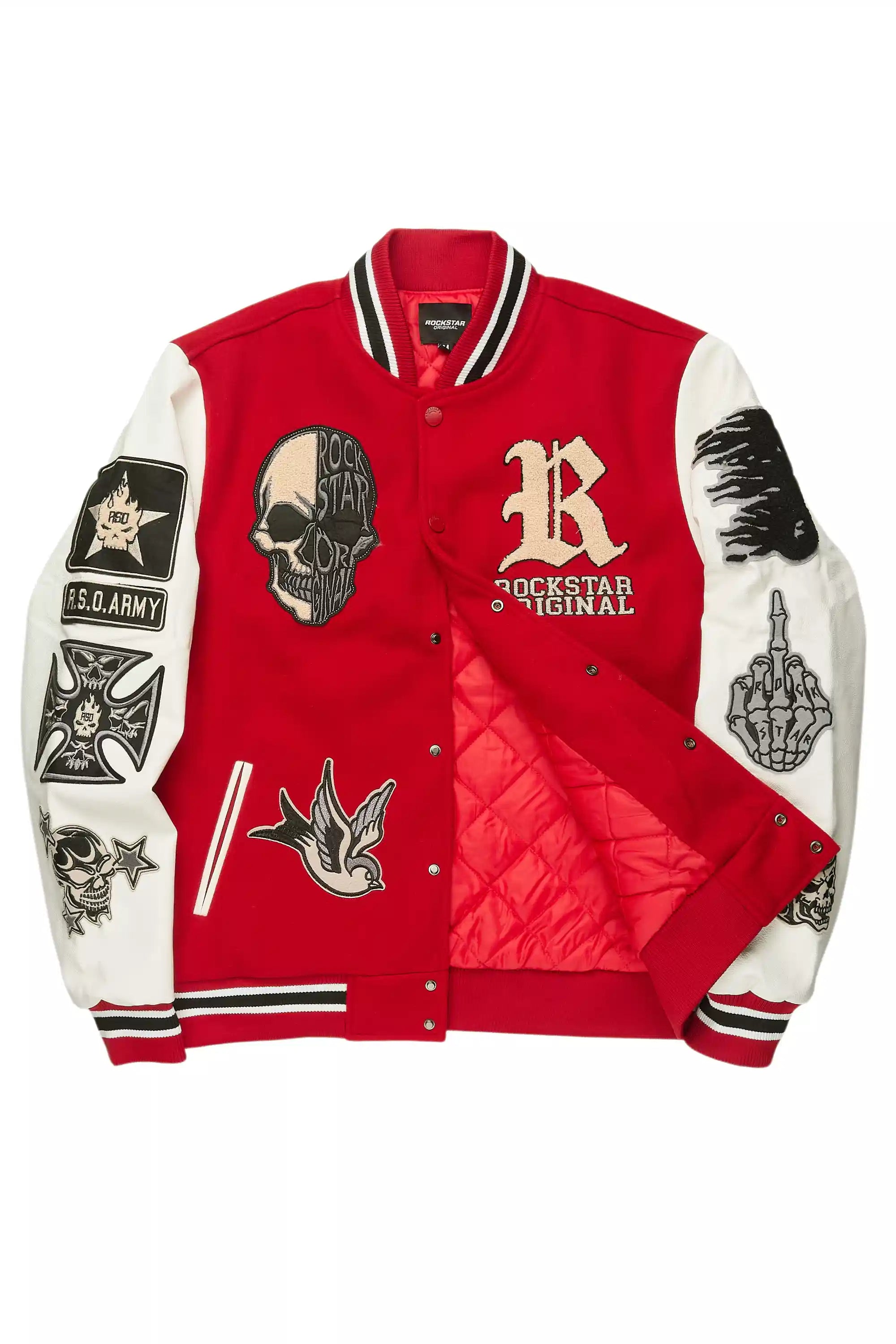 Nikkeda Red Oversized Varsity Jacket