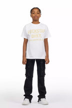 Boys Adalee Black Slim Stacked Flare Cargo Jean