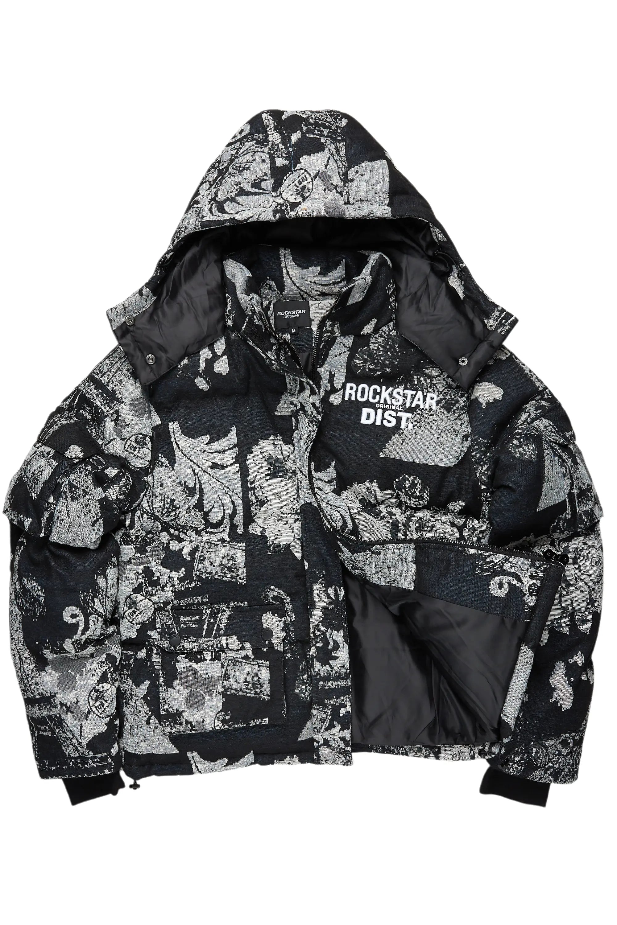 Boys Lamont Black Tapestry Puffer Jacket