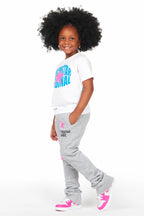 Girls Mia White/Grey T-Shirt Super Stacked Set