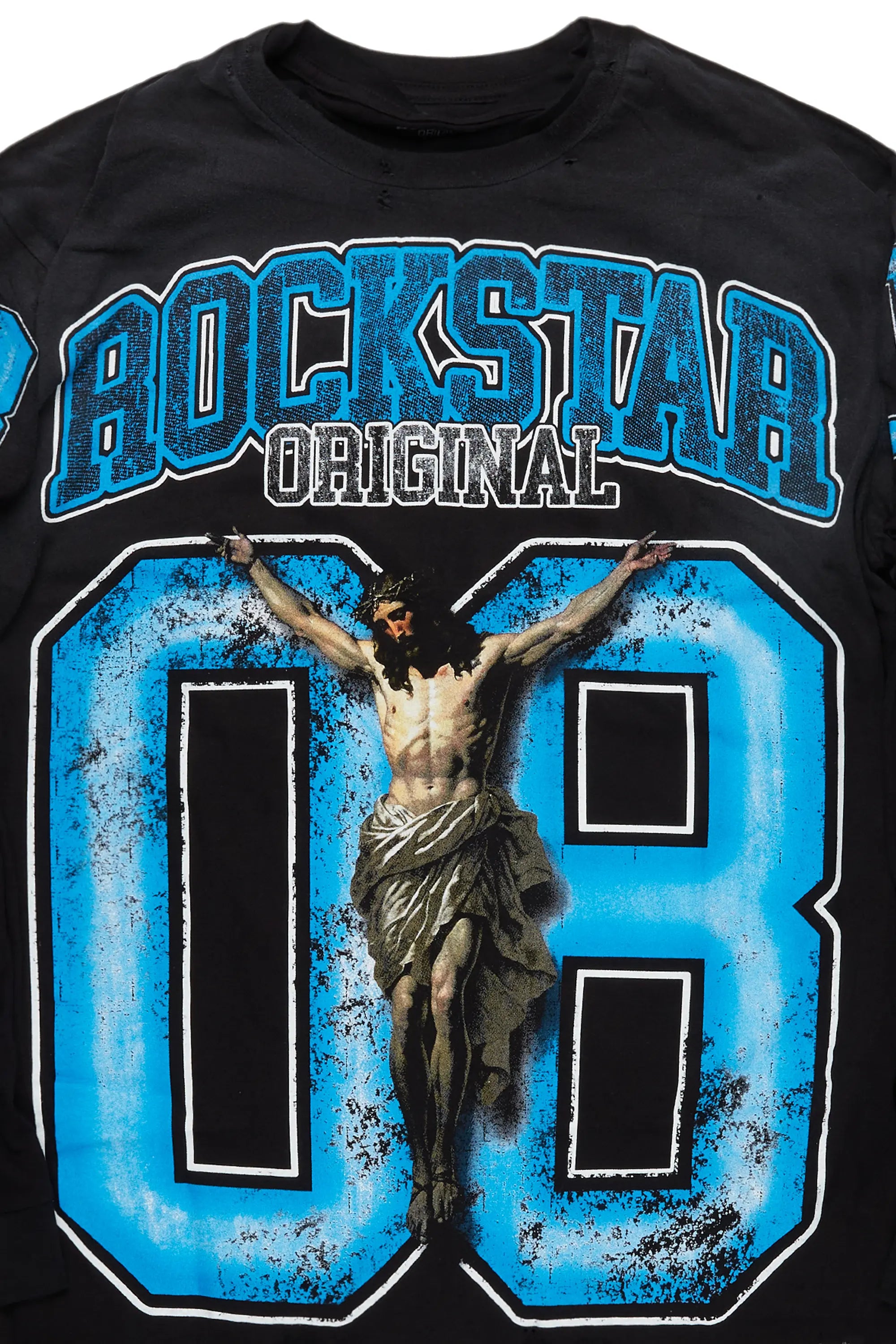 Fields Black/Blue Double Layer Long Sleeve Graphic T-Shirt