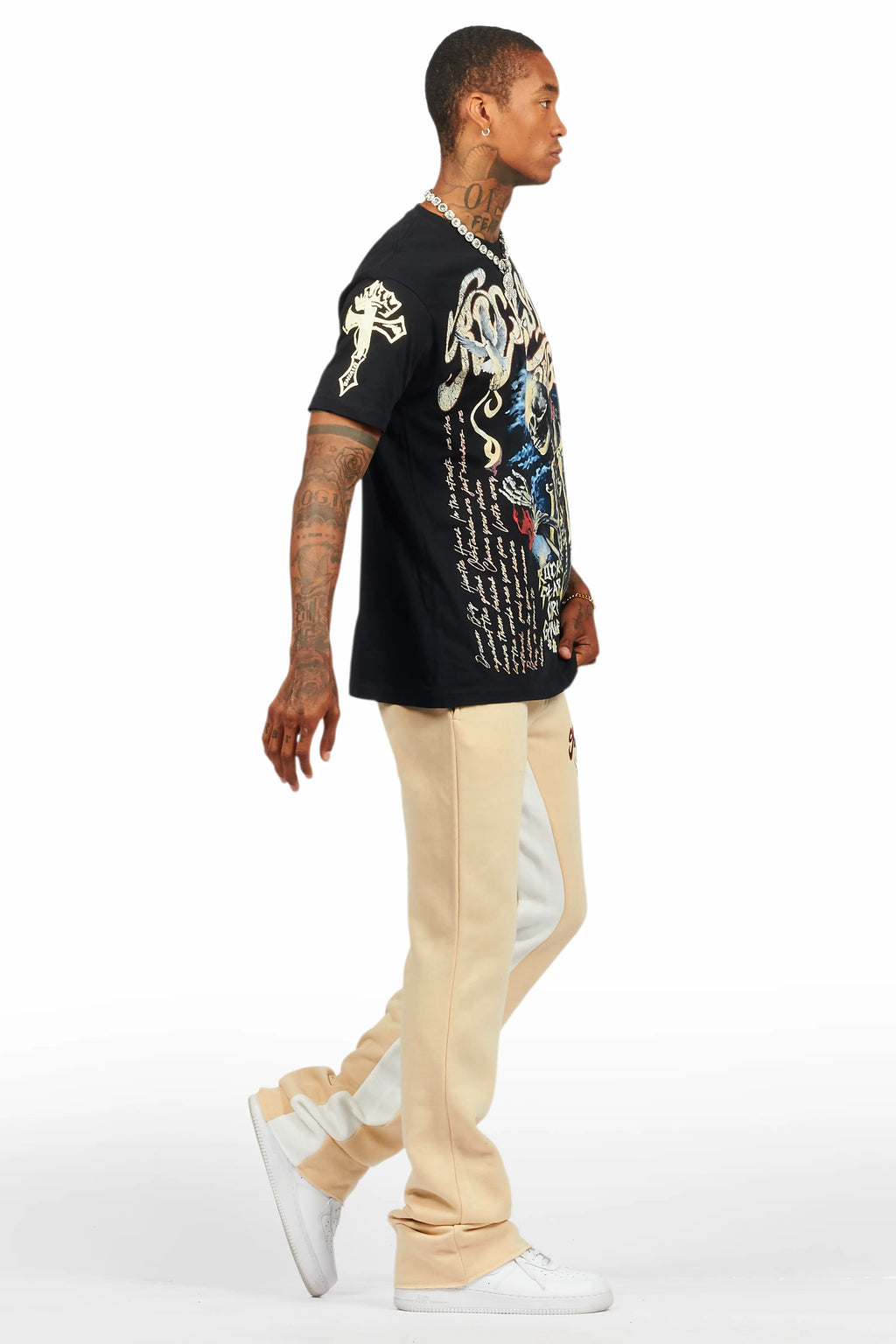 Danby Black/Beige T-Shirt/Baggy Pant Set