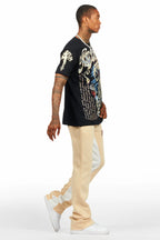 Danby Black/Beige T-Shirt/Baggy Pant Set